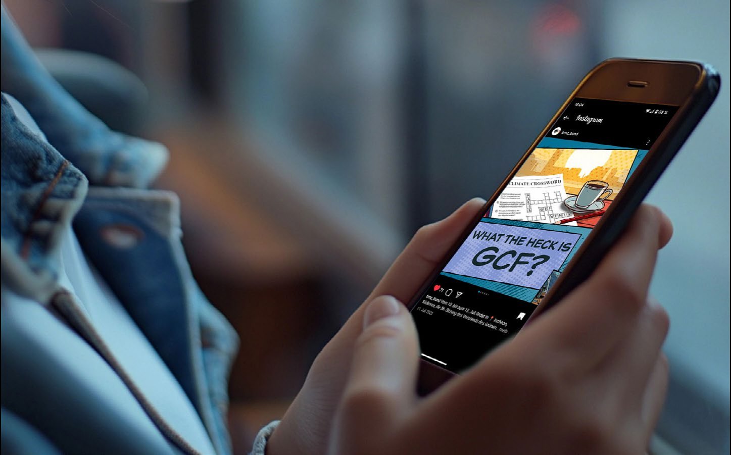 Social media content on a phone